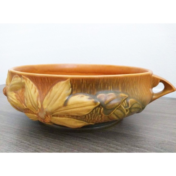 Vintage Roseville USA Clematis Console Bowl 459-10 - Picture 2 of 5